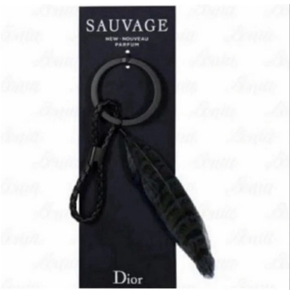 DIOR SAUVAGE Leather Braid Feather Keychain